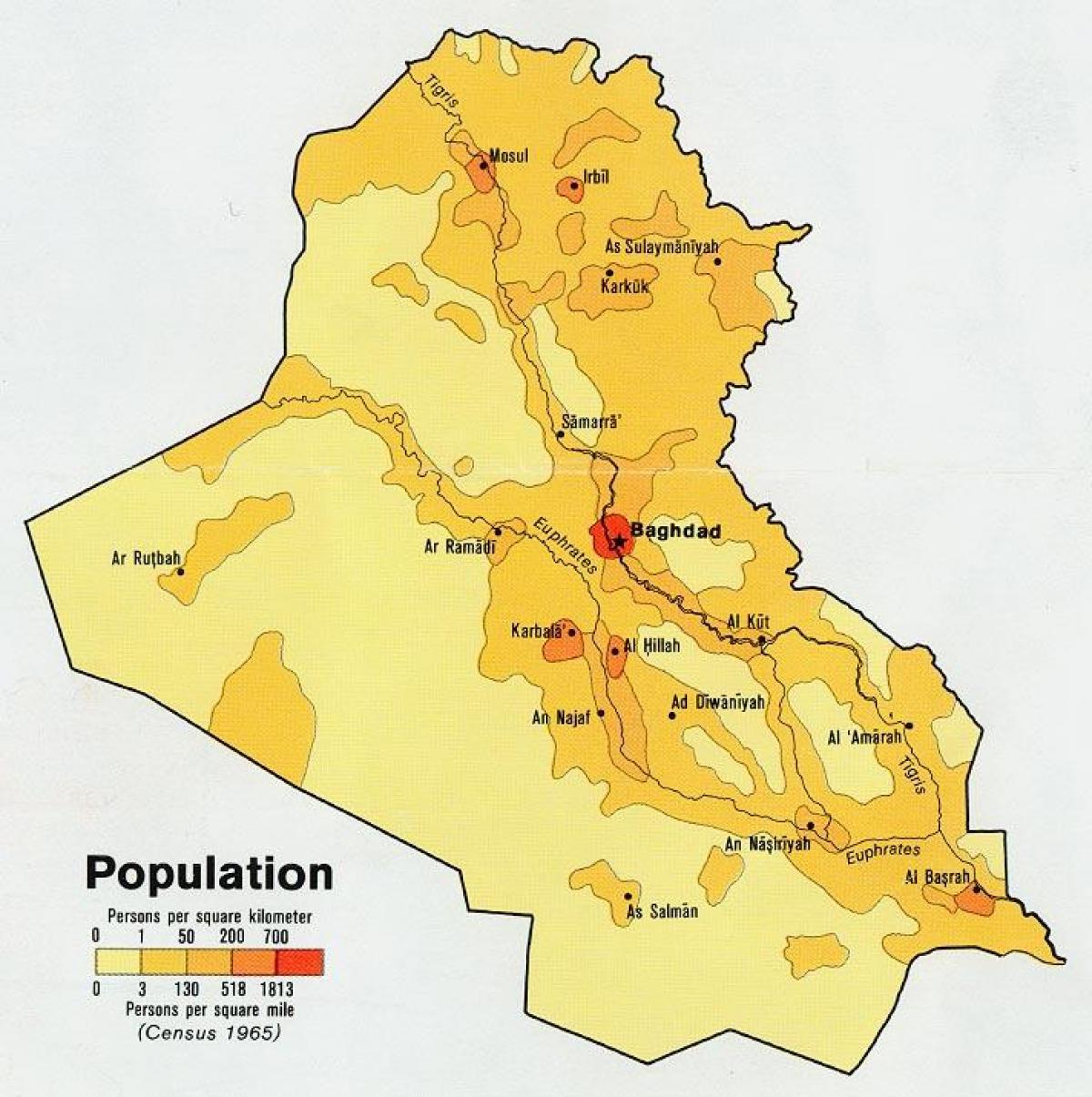 რუკა ერაყში მოსახლეობის